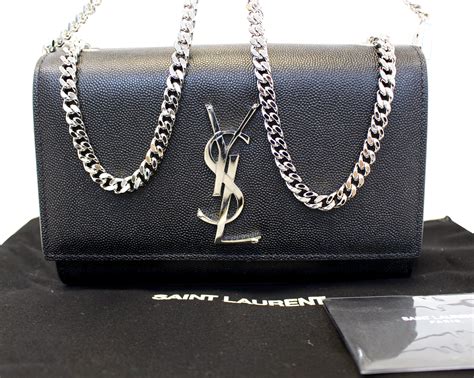 ysl black bag silver chain